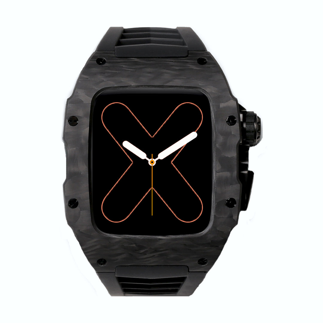 RM Carbon Apple Watch Case With Black Rubber Strap